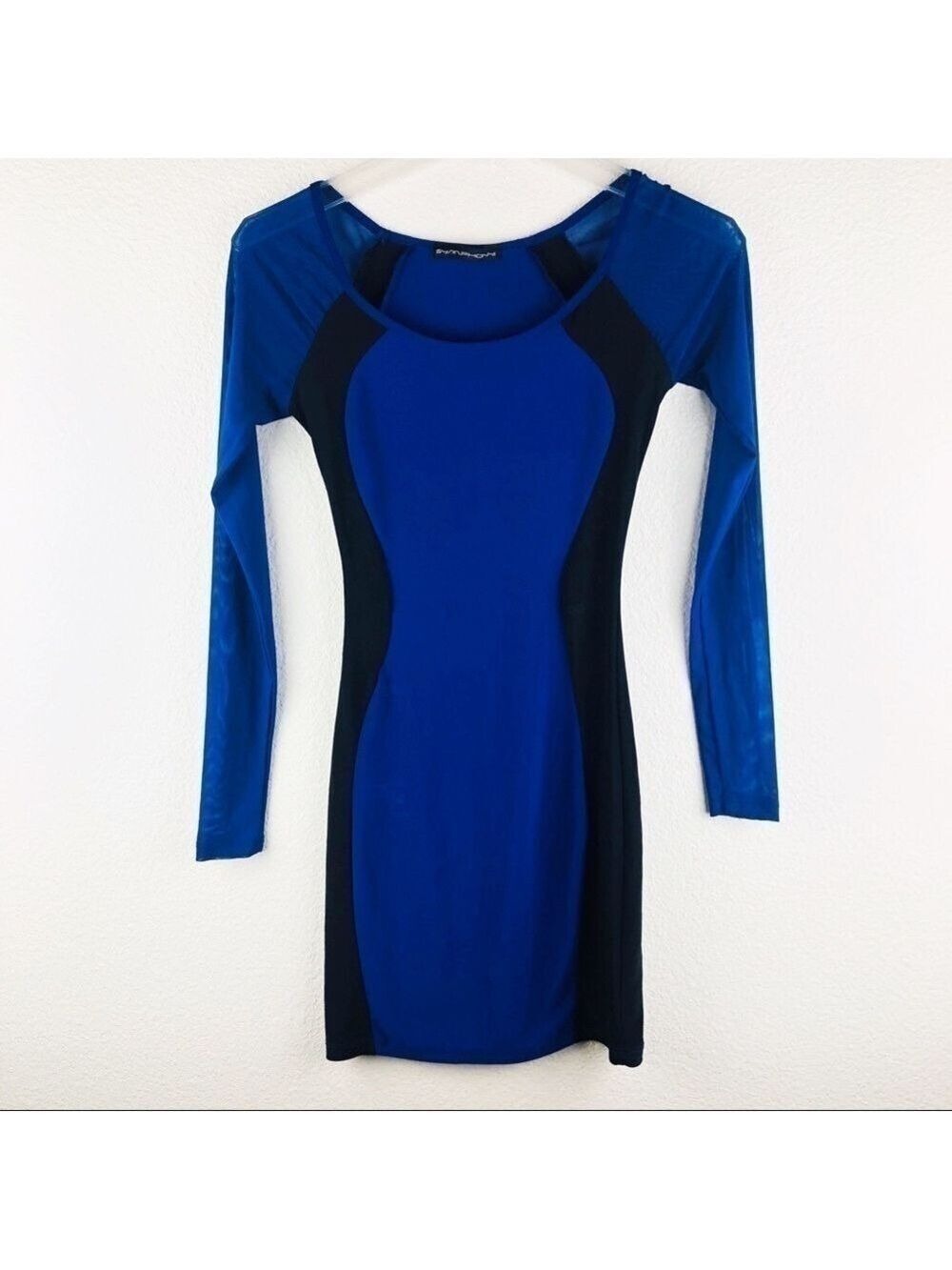 Women’s Symphony Blue Black Body Con Dress S 💕 - Picture 2 of 6